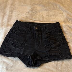 American Eagle Outfitters Black Ripped Jean Shorts